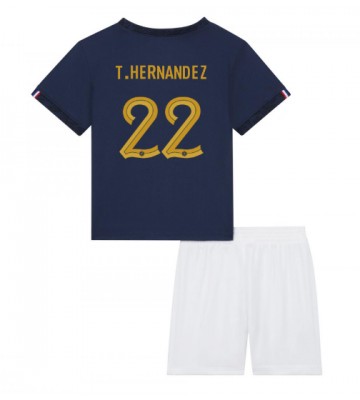 Maillot de foot France Theo Hernandez #22 Domicile enfant Monde 2022 Manches Courte (+ pantalon court)